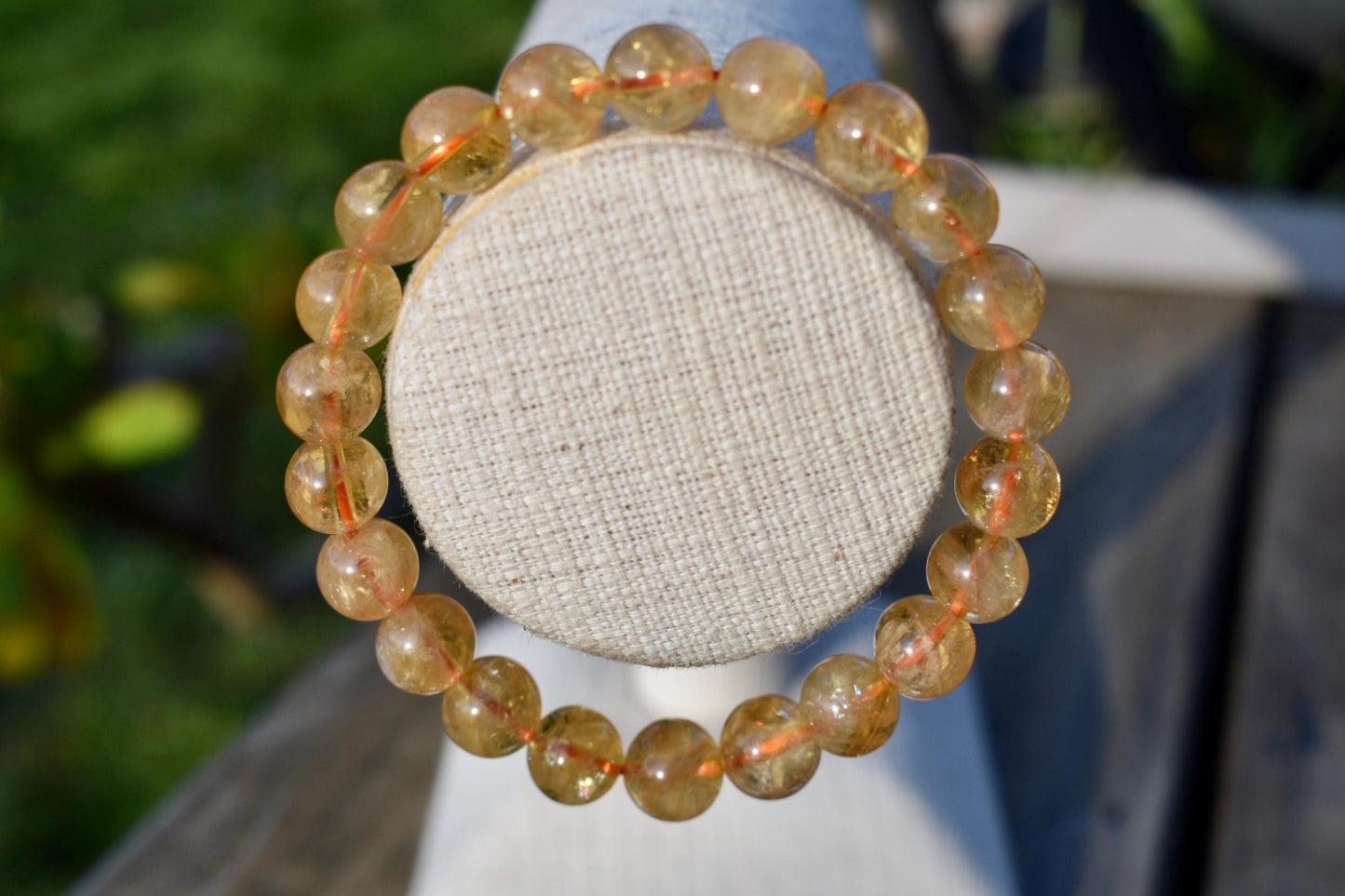 Natural Citrine Gemstone 8mm Round Beads Stretch Bracelet