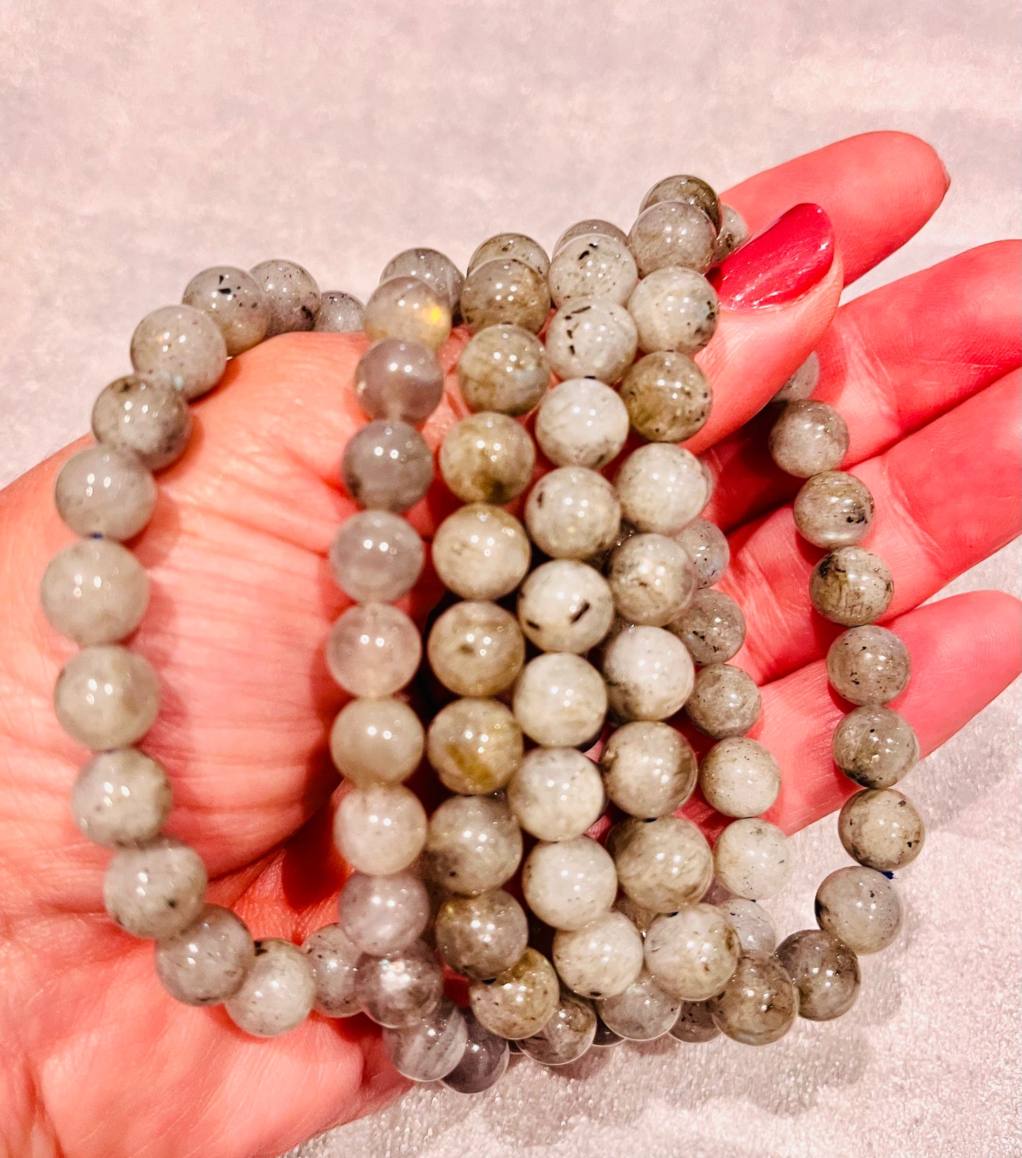 Natural Labradorite Beaded Stretchy Bracelet