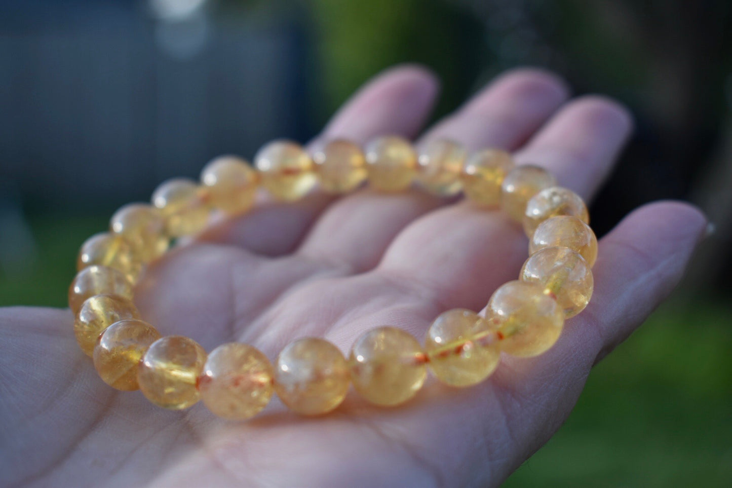 Natural Citrine Gemstone 8mm Round Beads Stretch Bracelet