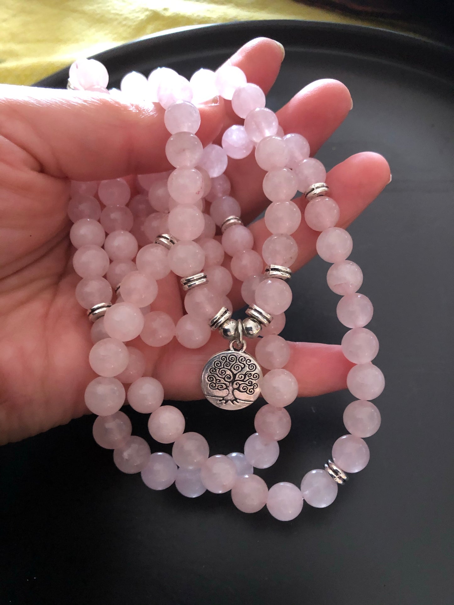 Buddhist Rose Quartz Mala Bracelet/Necklace (108 beads