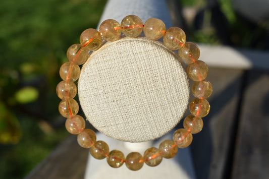 Natural Citrine Gemstone 8mm Round Beads Stretch Bracelet