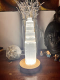 Selenite Tower with LED Base