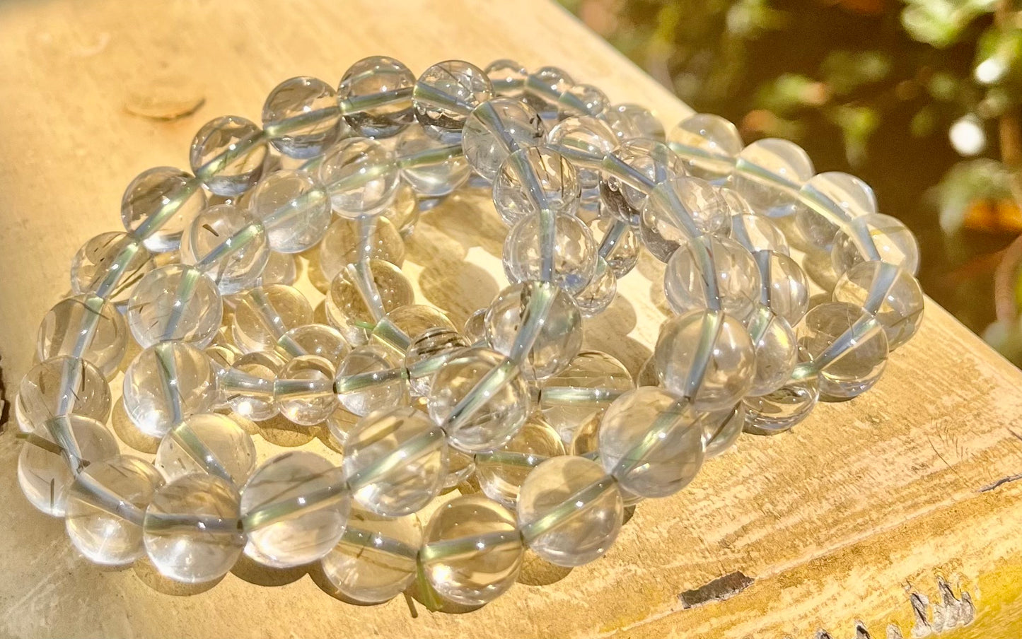 Gorgeous Smooth Green Rutilated Quartz Bracelet AAA Grade