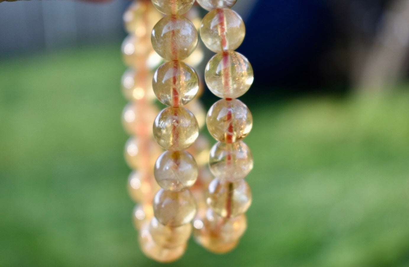 Natural AA Citrine Gemstone 8mm Round Beads Stretch Bracelet