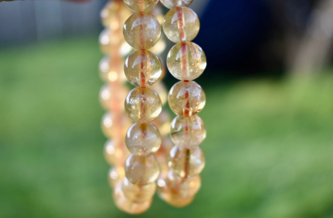 Natural Citrine Gemstone 8mm Round Beads Stretch Bracelet