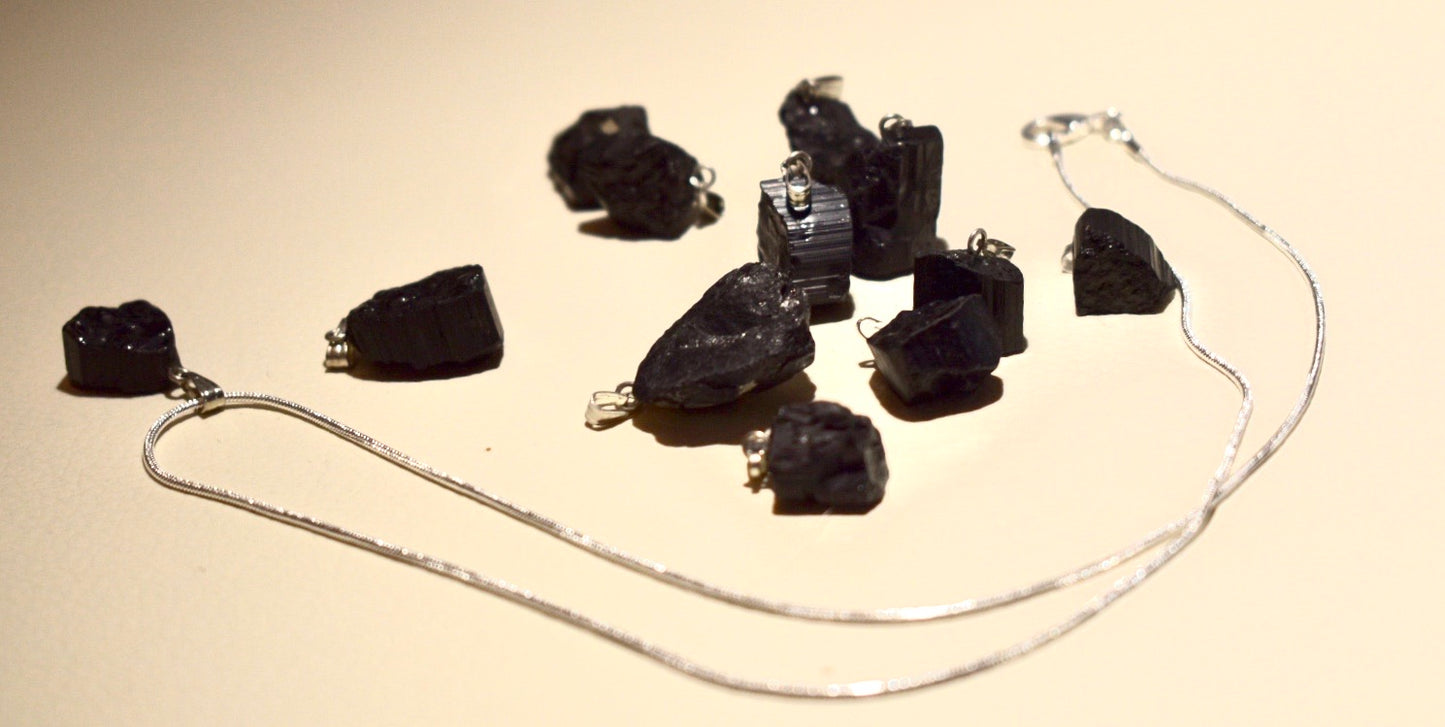 Black Tourmaline Crystals Pendant