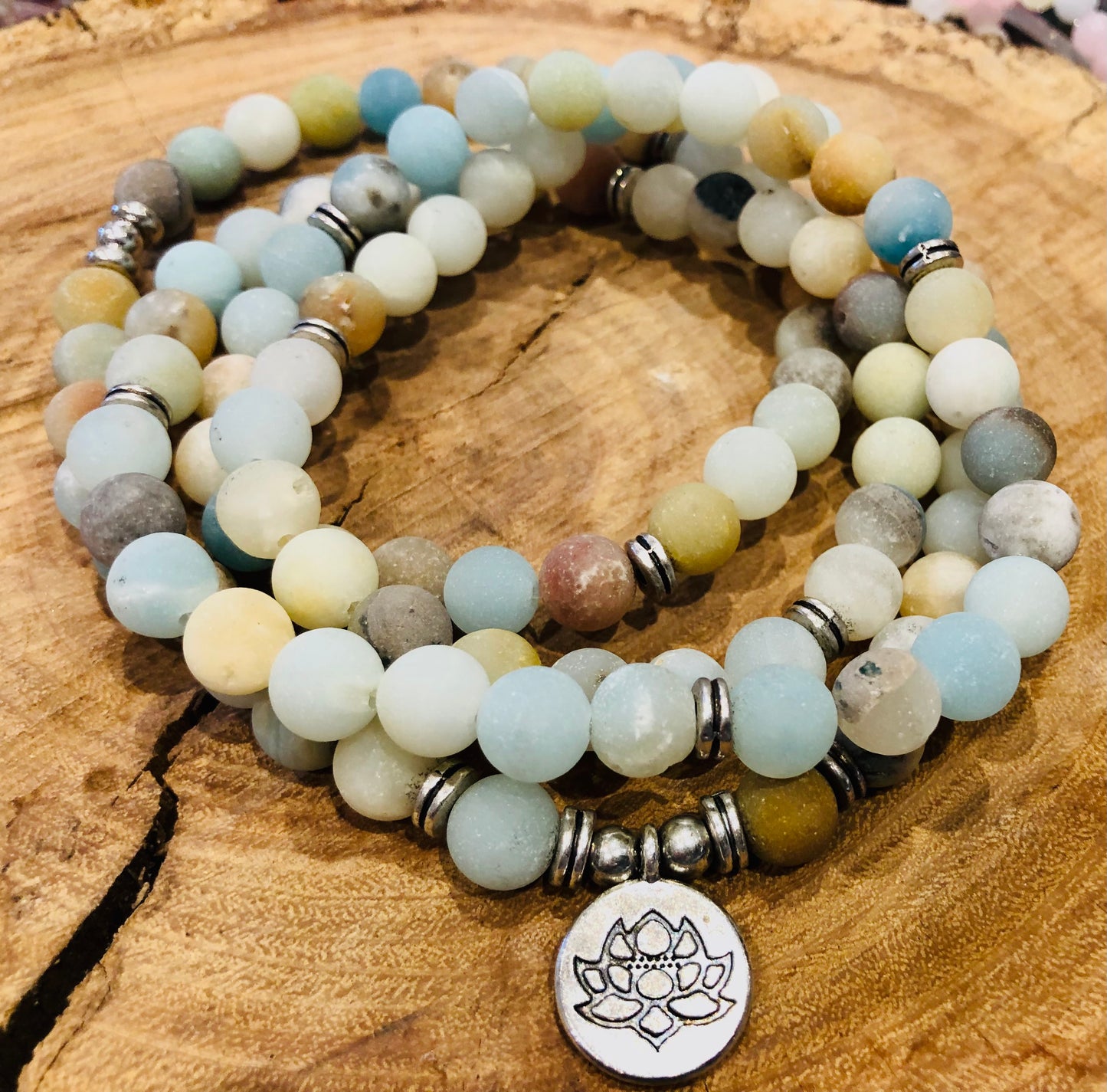 Amazonite Mala Necklace , Gemstone Bracelet