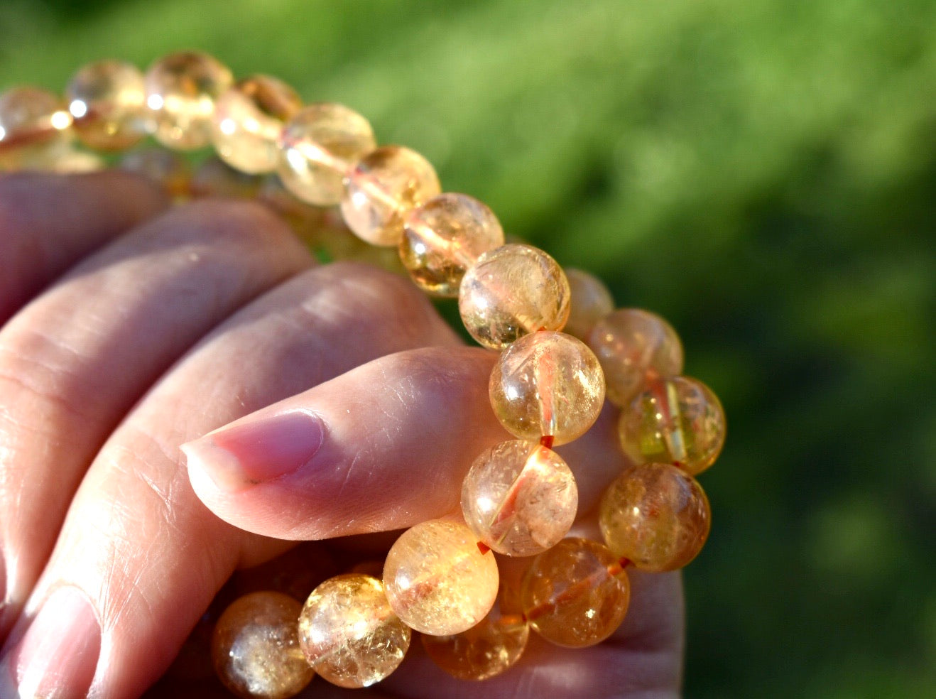 Natural Citrine Gemstone 8mm Round Beads Stretch Bracelet