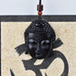 UNISEX NATURAL BLACK OBSIDIAN BUDDHA HEAD PENDANT NECKLACE