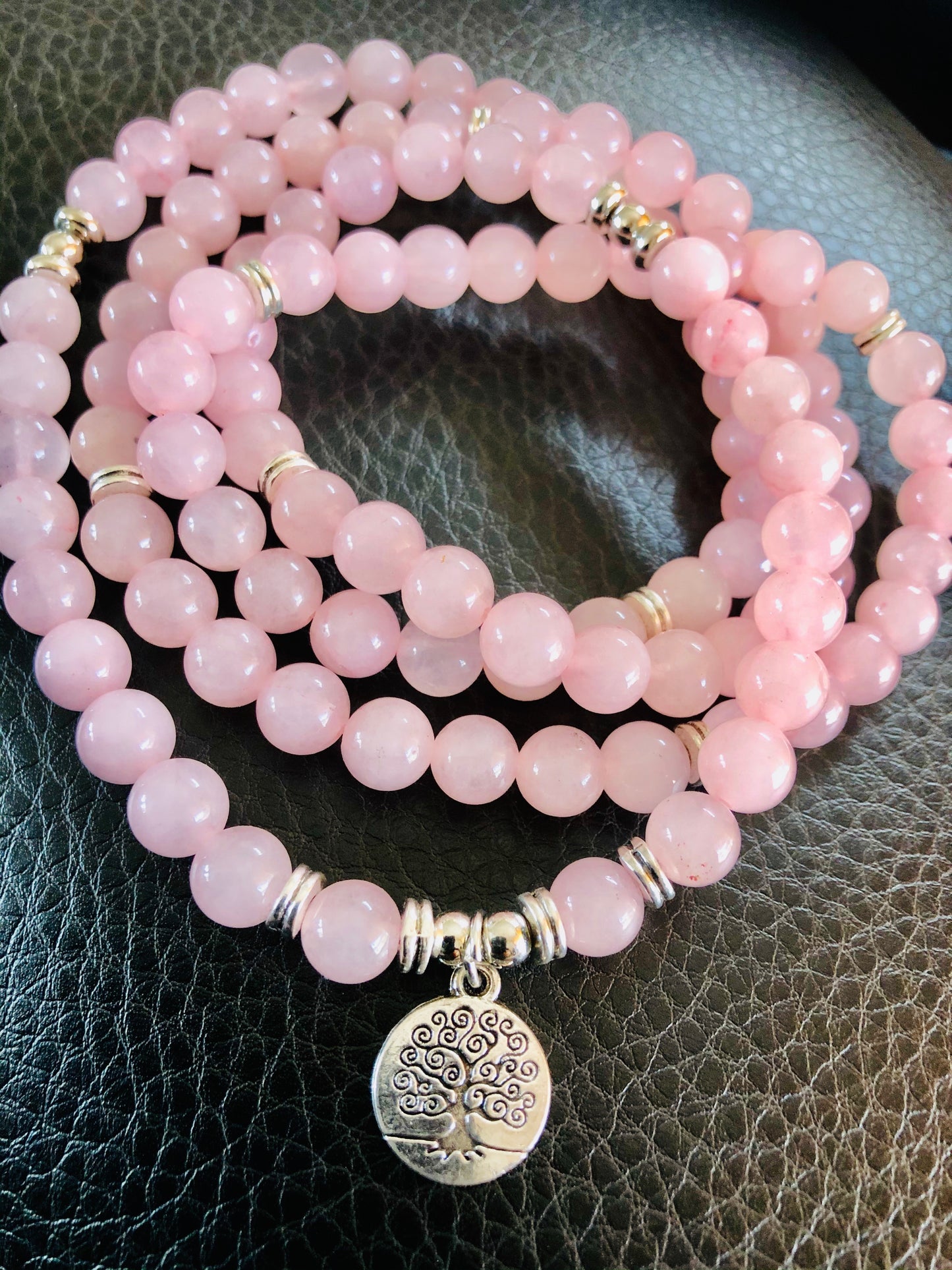 Buddhist Rose Quartz Mala Bracelet/Necklace (108 beads