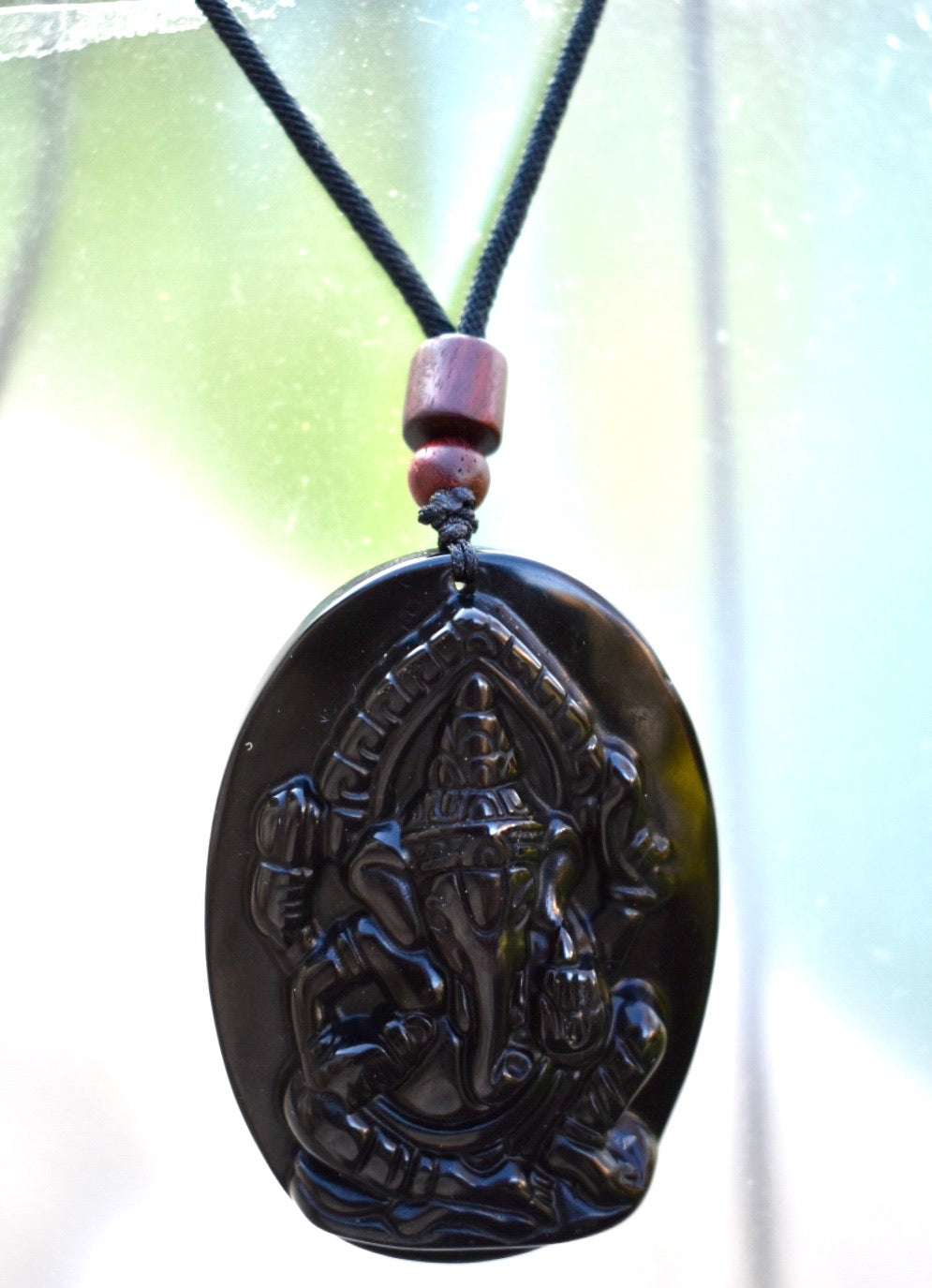 WEALTH GANESHA OBSIDIAN NECKLACE