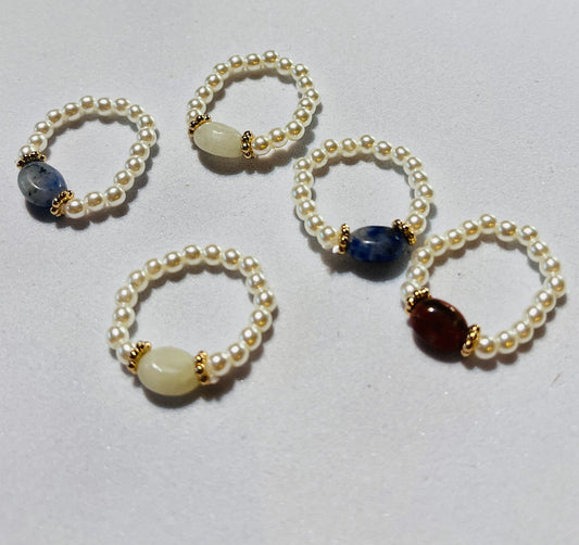 Pearl Rings with Gemstones