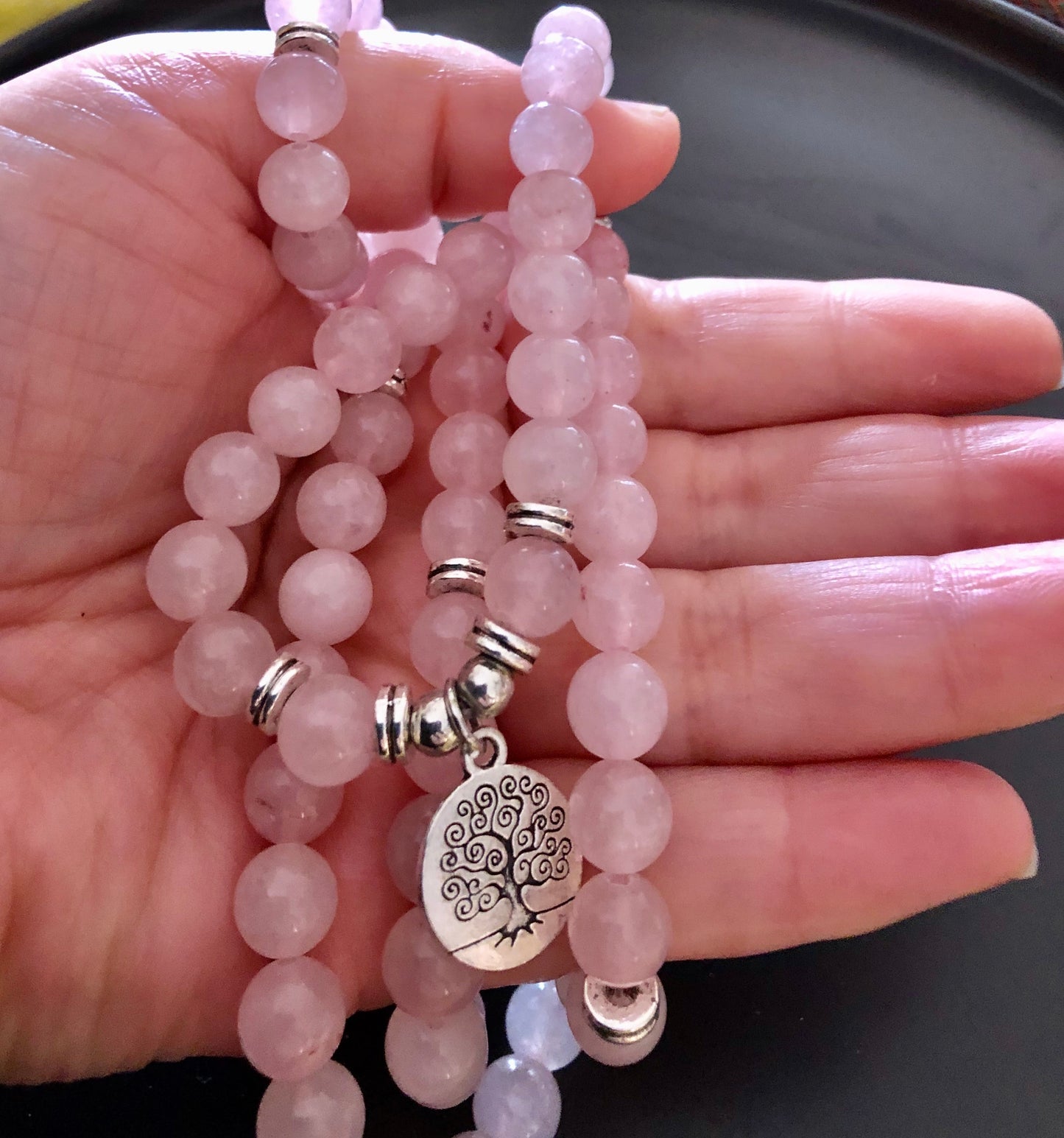 Buddhist Rose Quartz Mala Bracelet/Necklace (108 beads