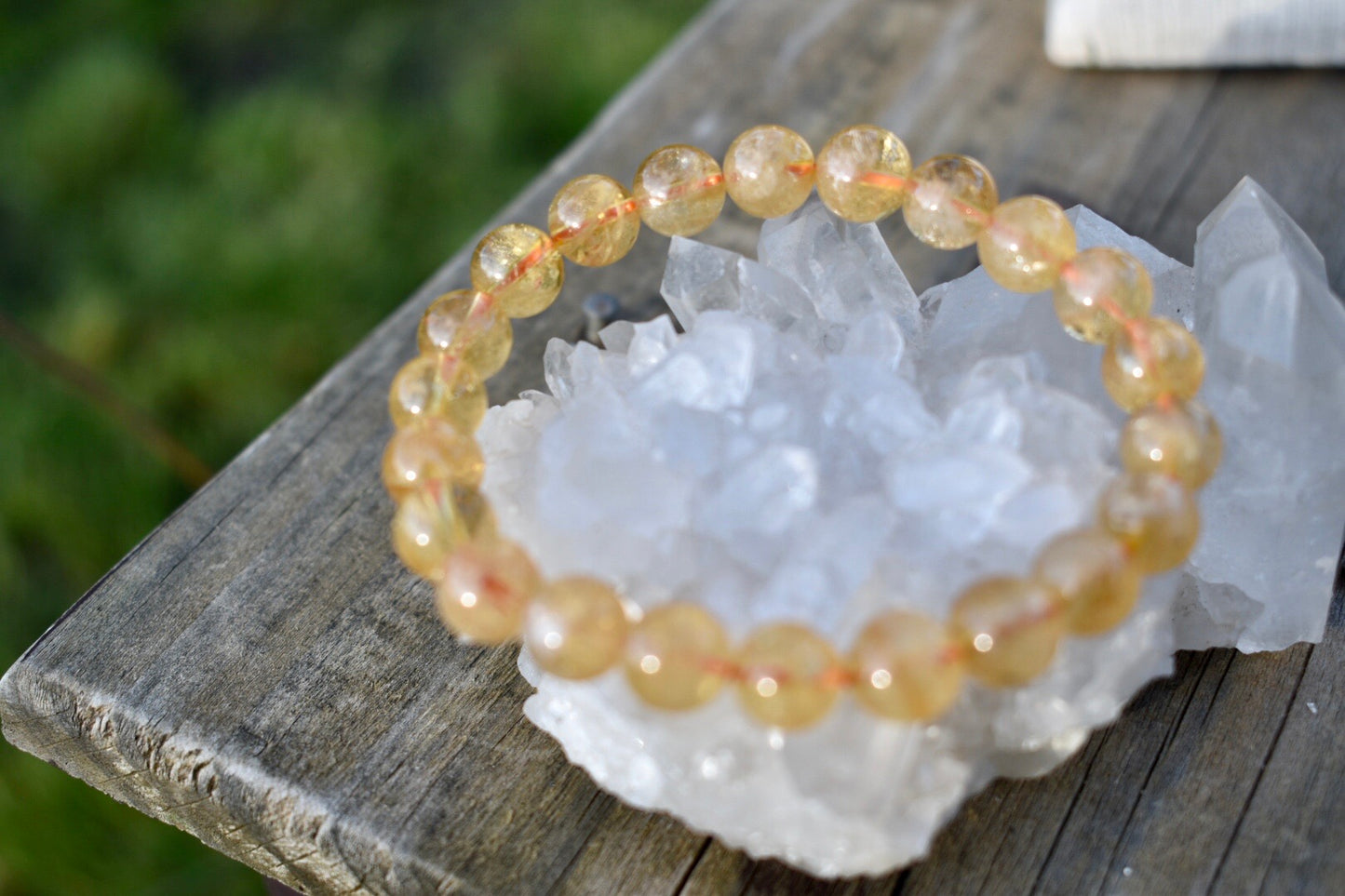 Natural Citrine Gemstone 8mm Round Beads Stretch Bracelet