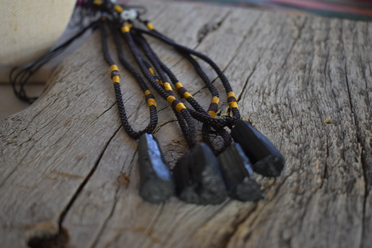 Black Tourmaline Necklace, Raw Black Tourmaline