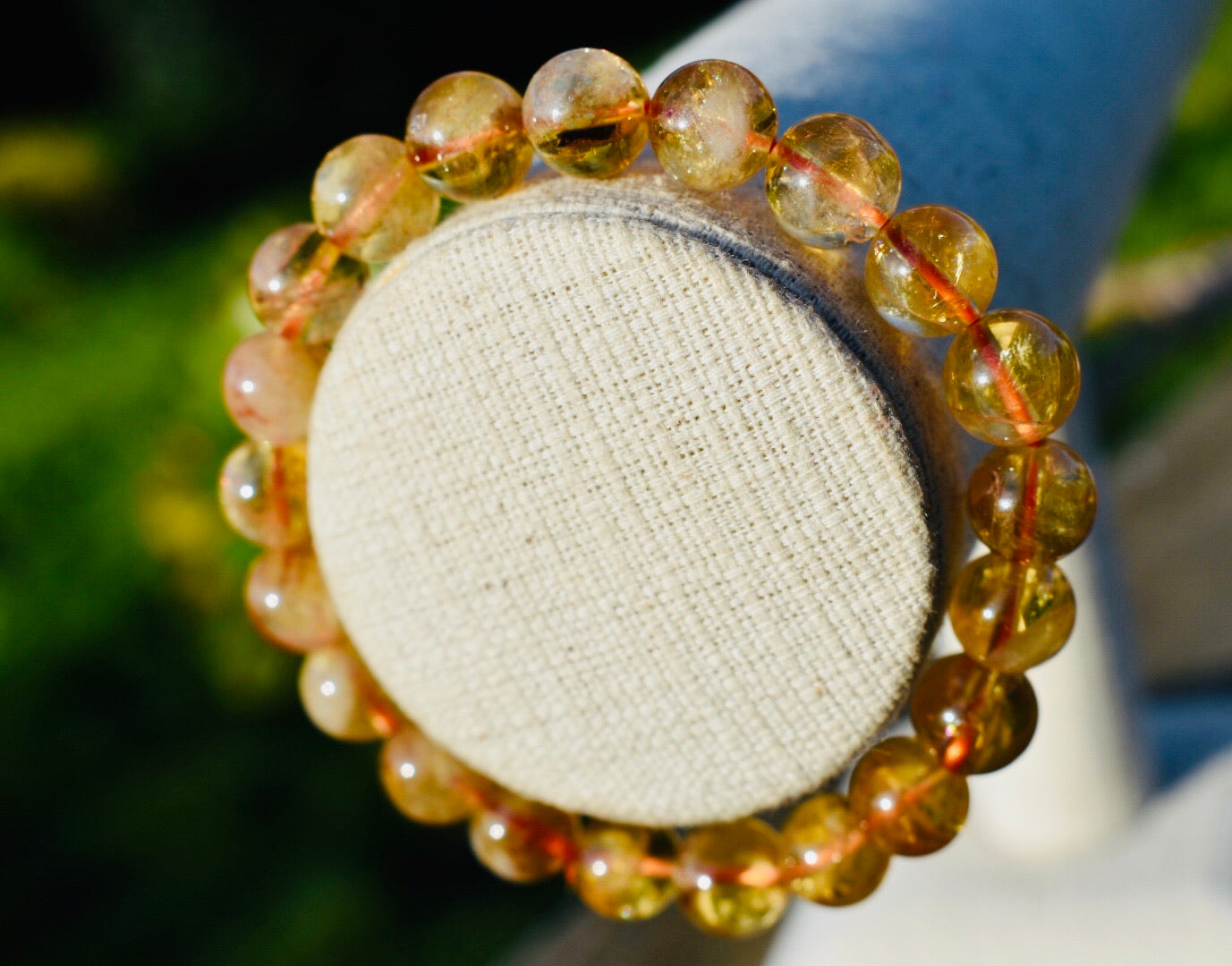 Natural Citrine Gemstone 8mm Round Beads Stretch Bracelet