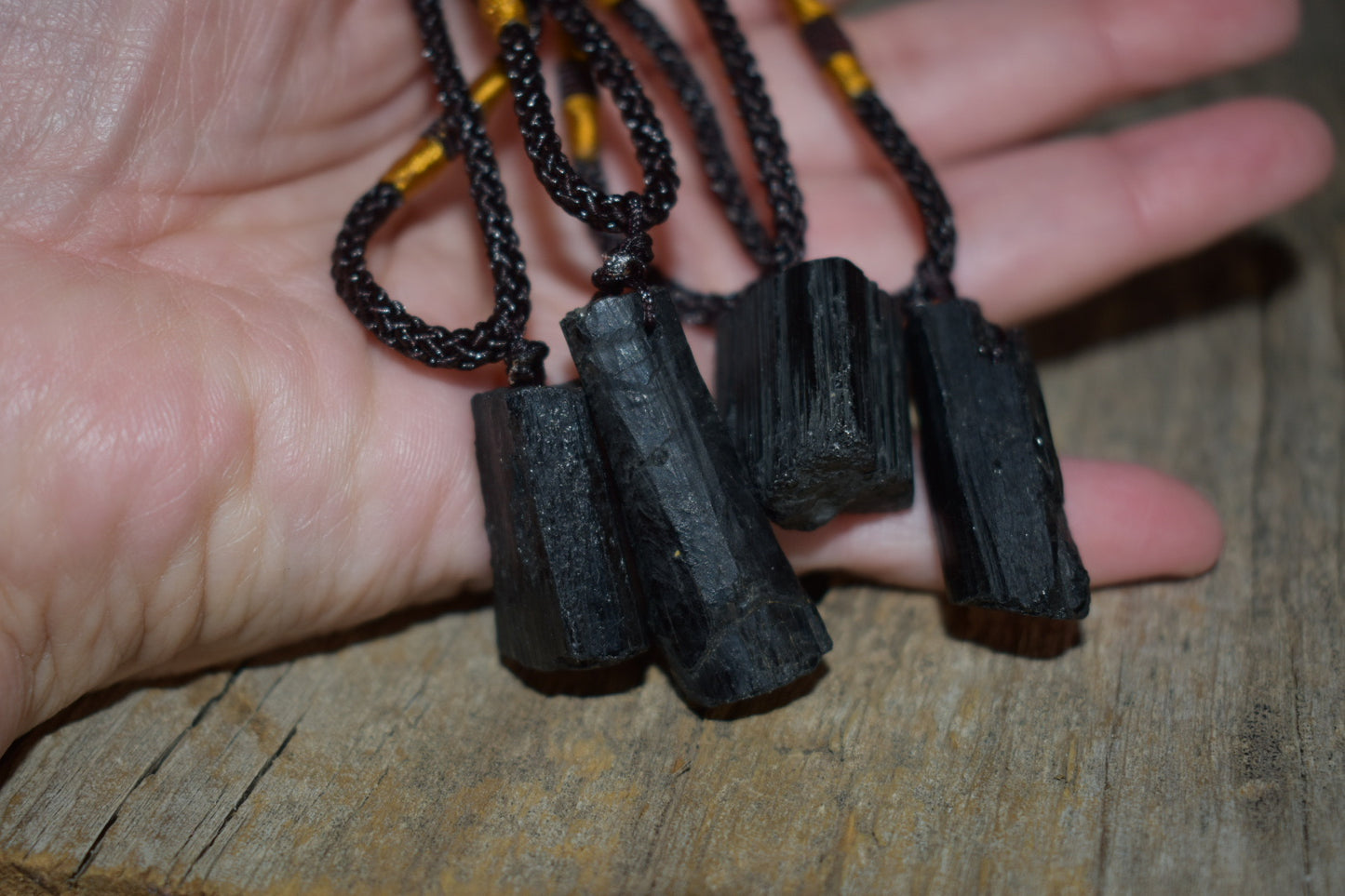 Black Tourmaline Necklace, Raw Black Tourmaline