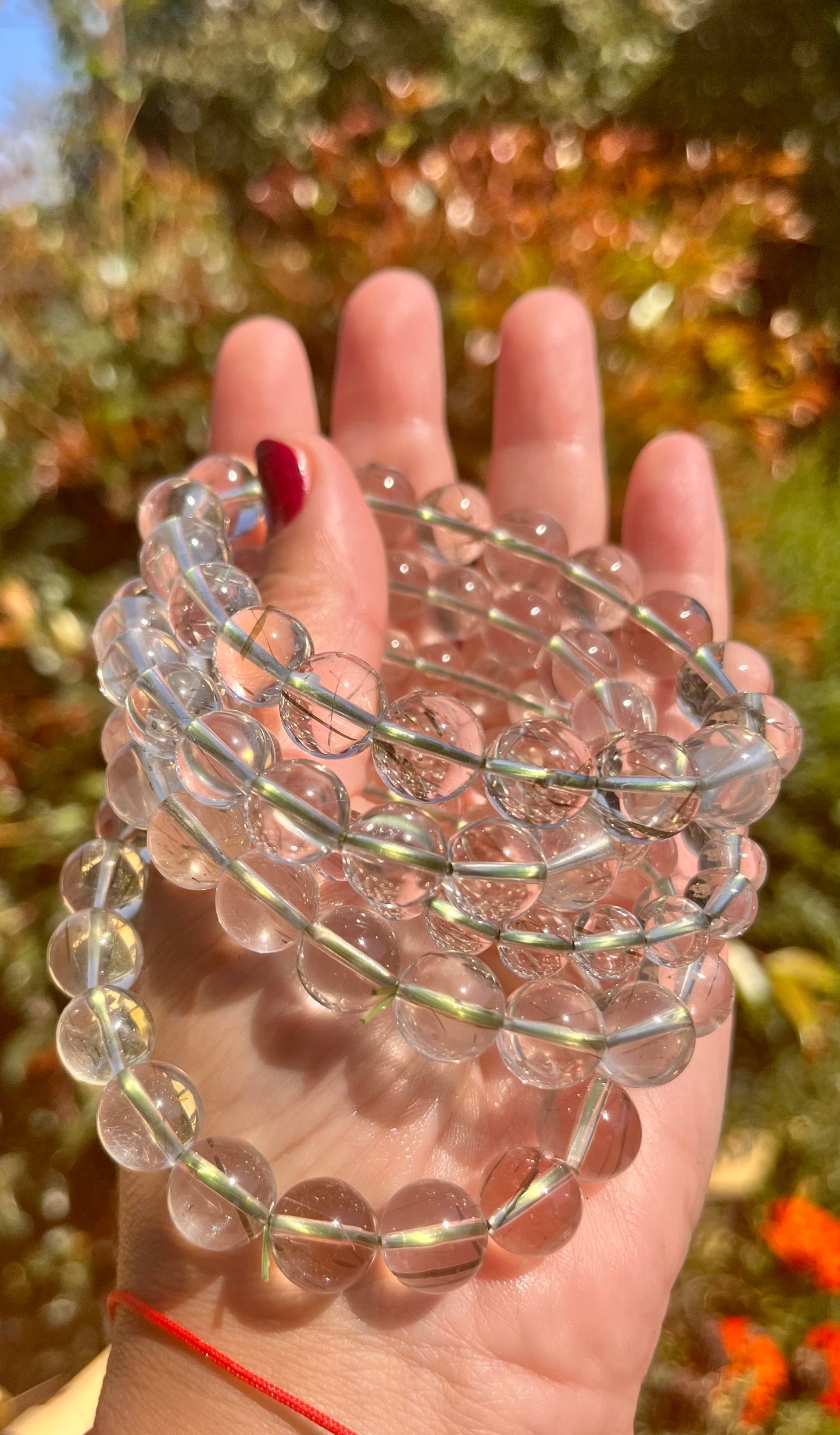 Gorgeous Smooth Green Rutilated Quartz Bracelet AAA Grade