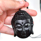 UNISEX NATURAL BLACK OBSIDIAN BUDDHA HEAD PENDANT NECKLACE