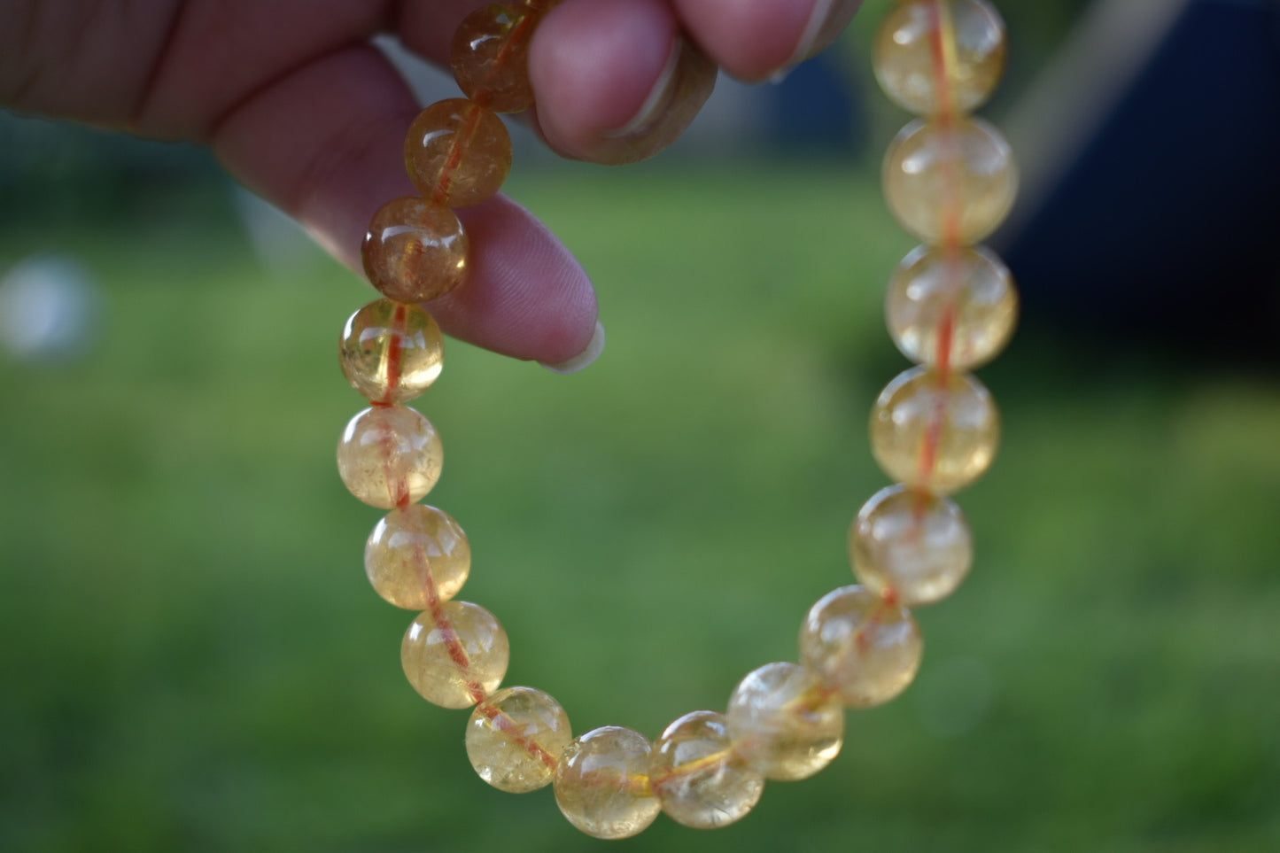 Natural Citrine Gemstone 8mm Round Beads Stretch Bracelet